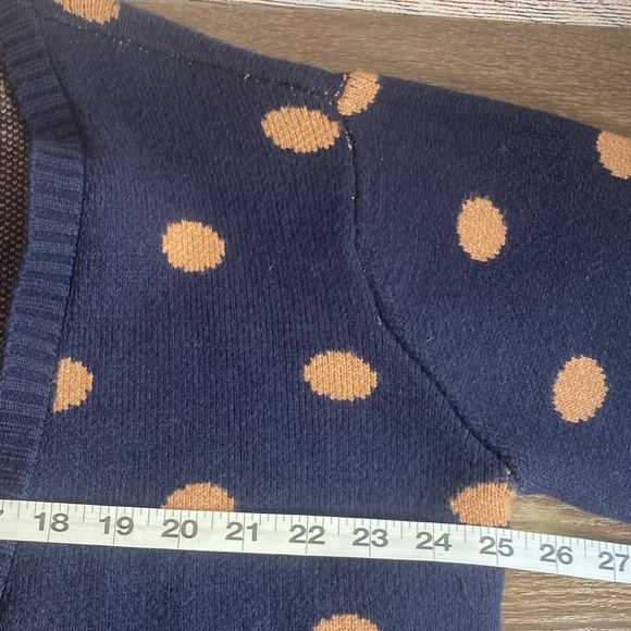 Les Serein Women Navy polka dot Cardigan sweater size Large EUC - Picture 5 of 9